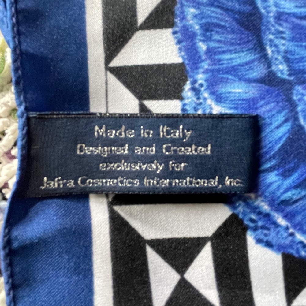 Jafra Cosmetics Scarf Temps Fugit Adorisse Italian Iverson Designer Blue Vintage - Picture 8 of 12